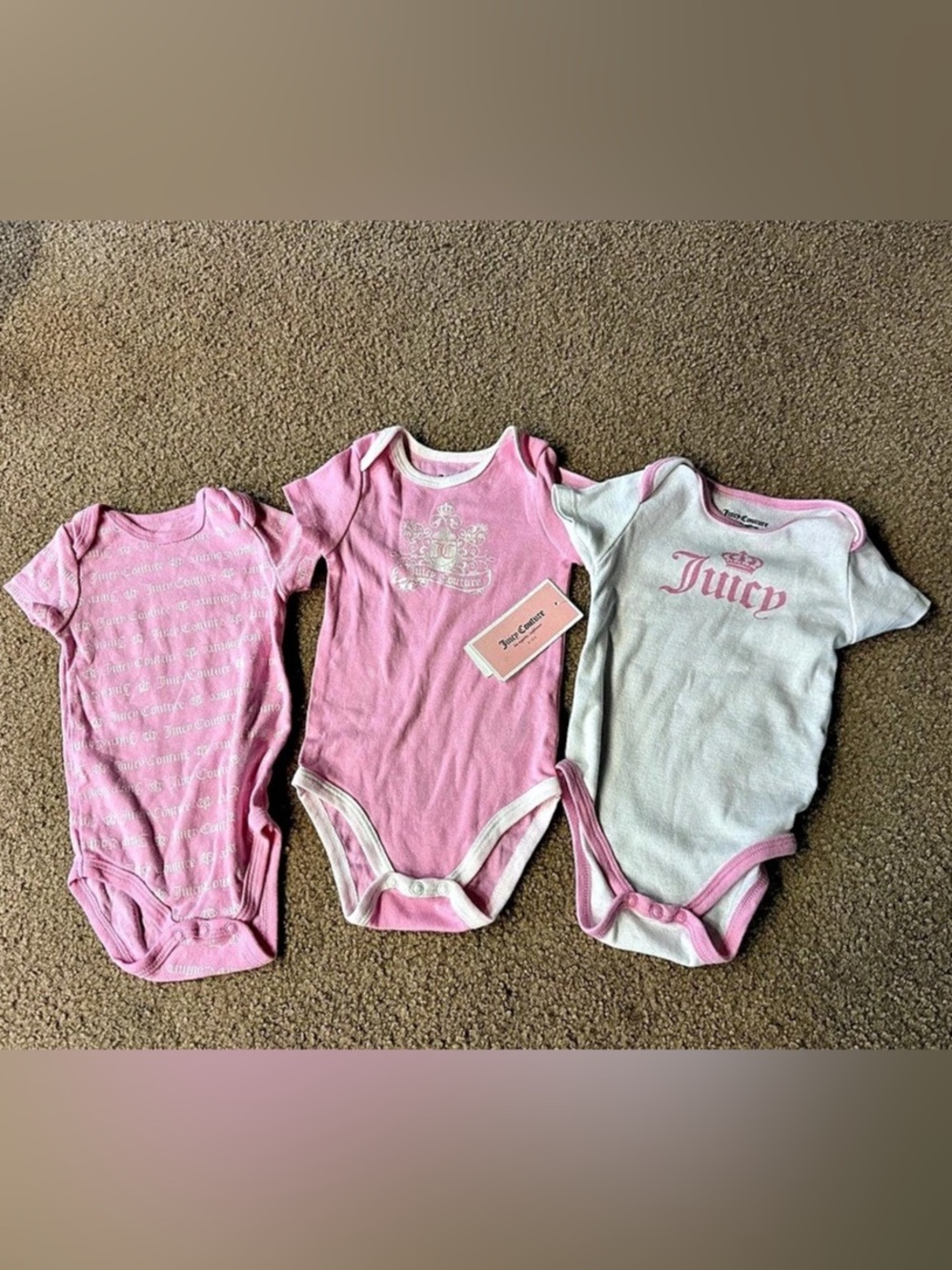 Bundle 3 sets of Juicy Couture Baby Bodysuit - Size 9M